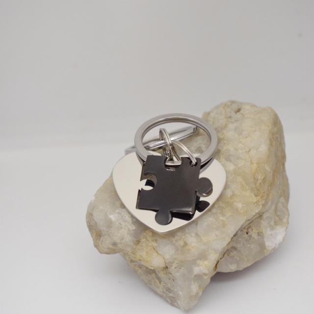 black silver heart puzzle couples stainless steel keychain.jpg